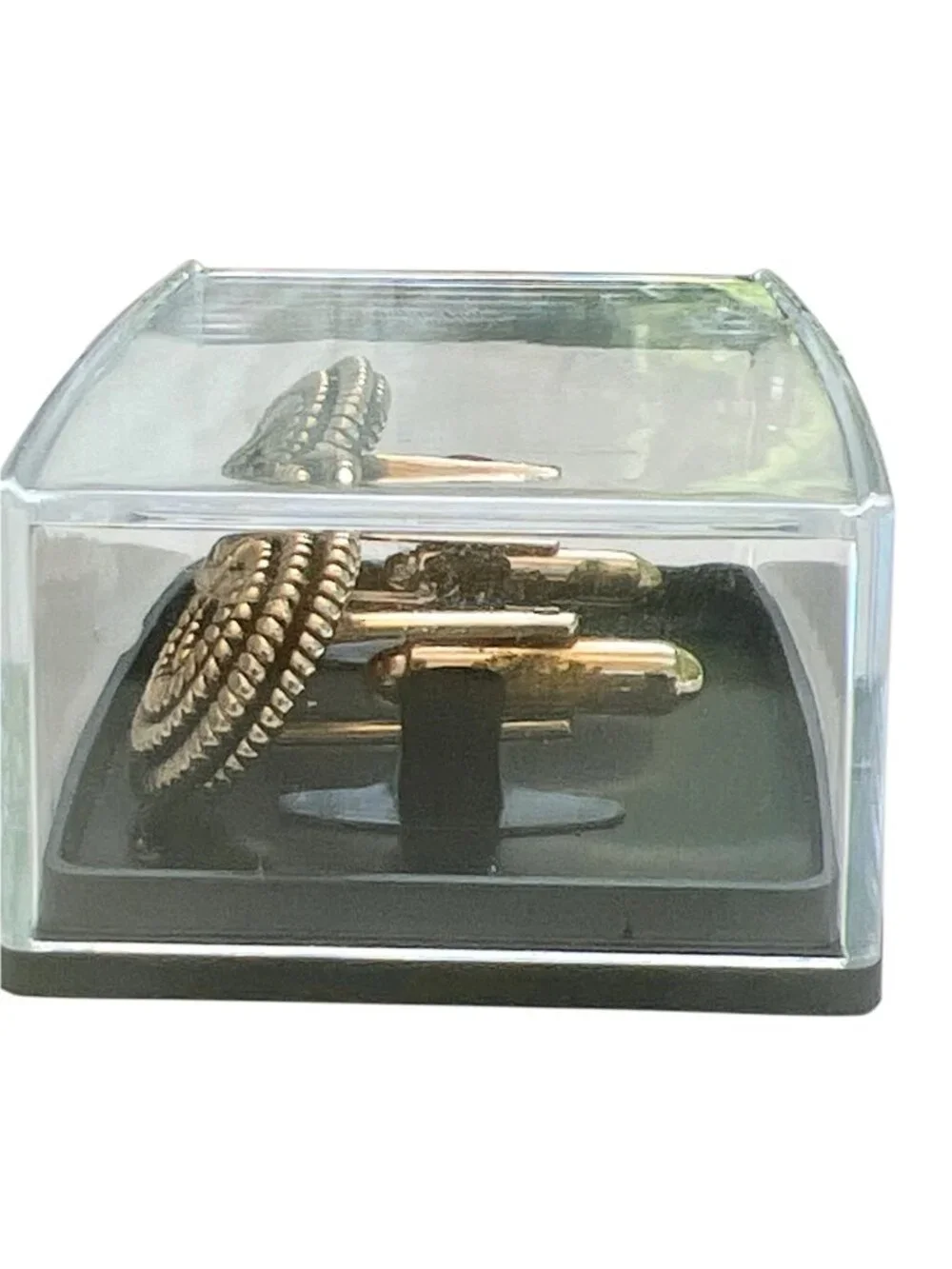 Vintage Spiral Design Cufflinks In Silver & Gold-Tone Metal With Textured Finish